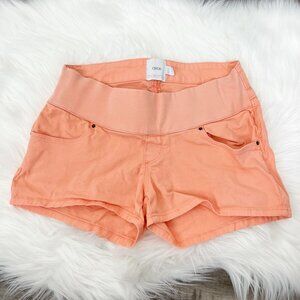 ASOS Maternity Coral Orange Under Belly Jean Shorts Womens 2